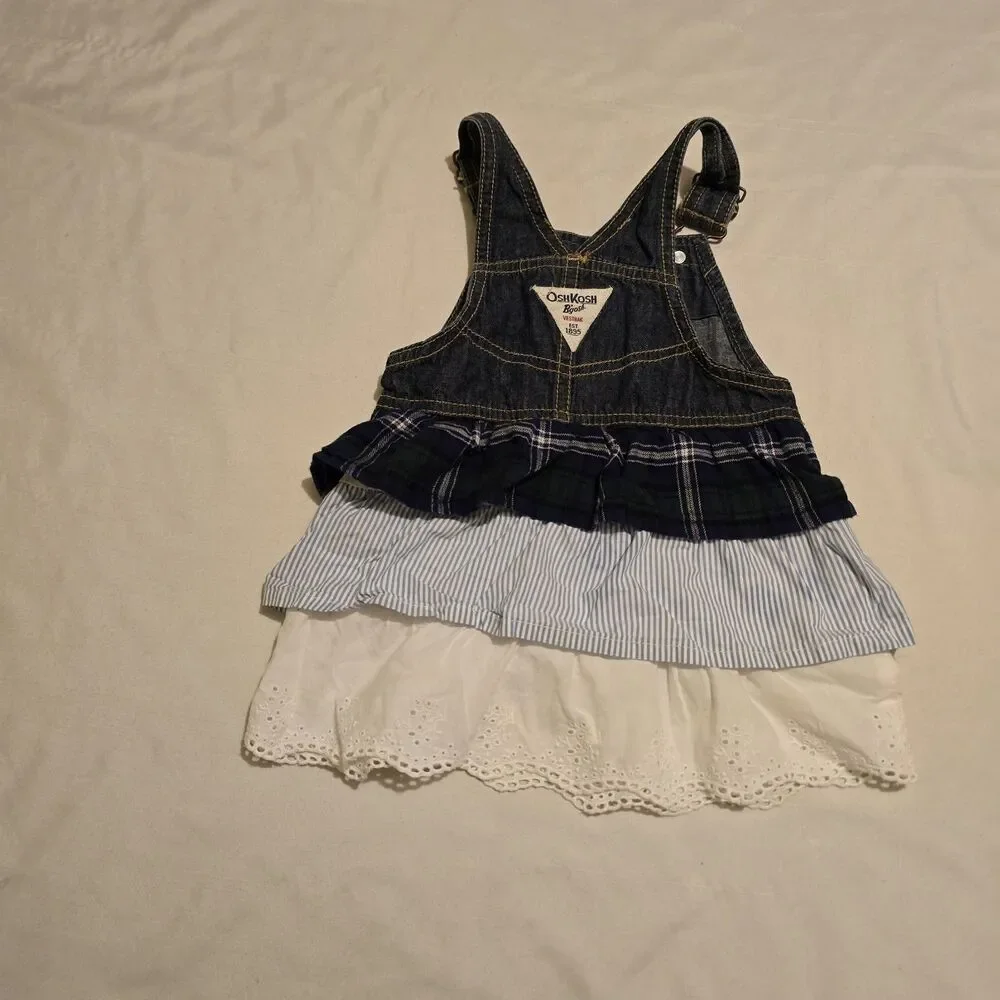 OshKosh B'Gosh Overall Dress Layered Denim Cotton Dress 18M